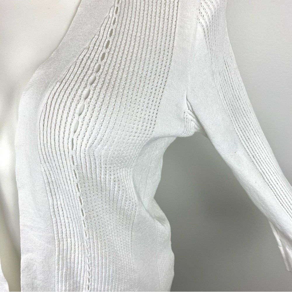 Cyrus Open Front White Cardigan Long Sleeves Lightweight Beachy L - Picture 4 of 12